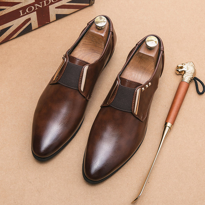 Patent leather slip-on loafers with gold accents