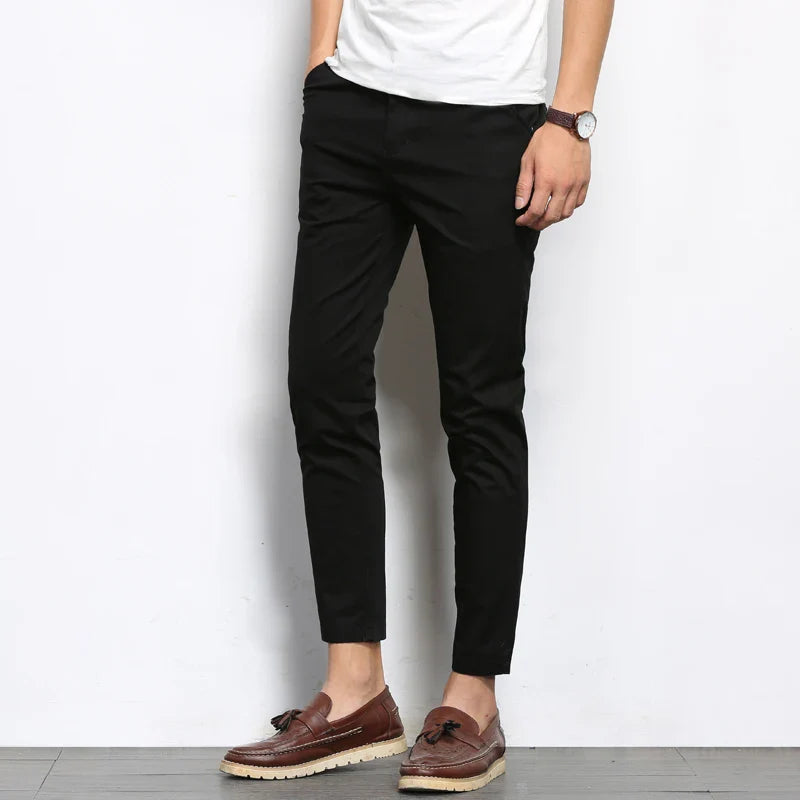 Slim-fit stretch cotton pants