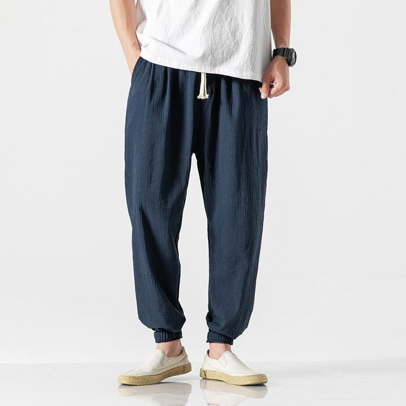Cotton-linen tapered joggers