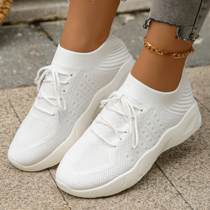 Lightweight knit lace-up sneakers
