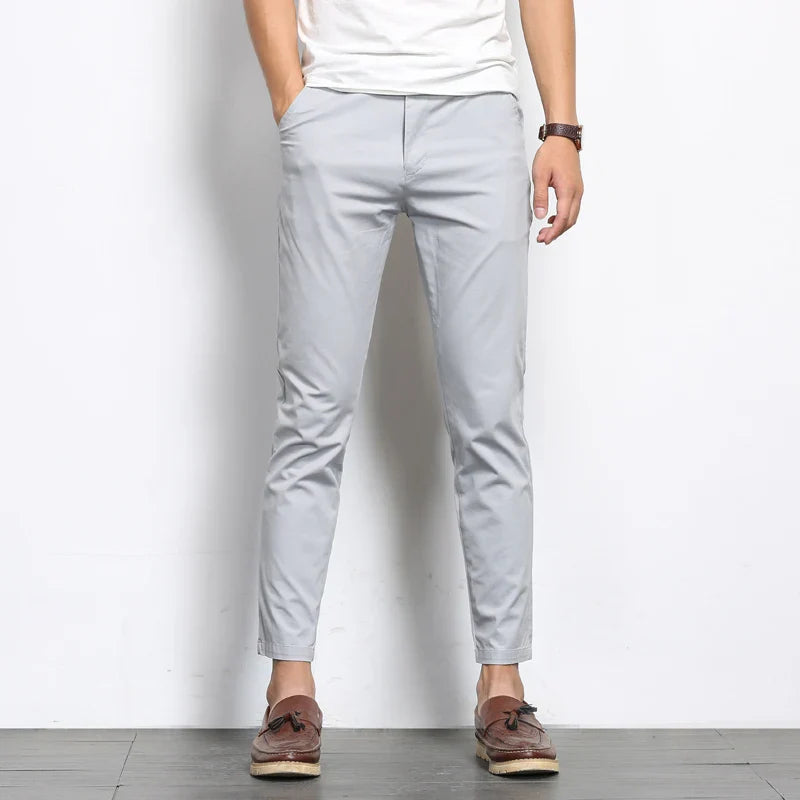 Slim-fit stretch cotton pants