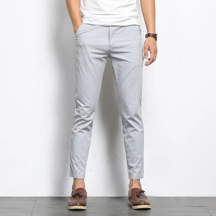 Slim-fit stretch cotton pants