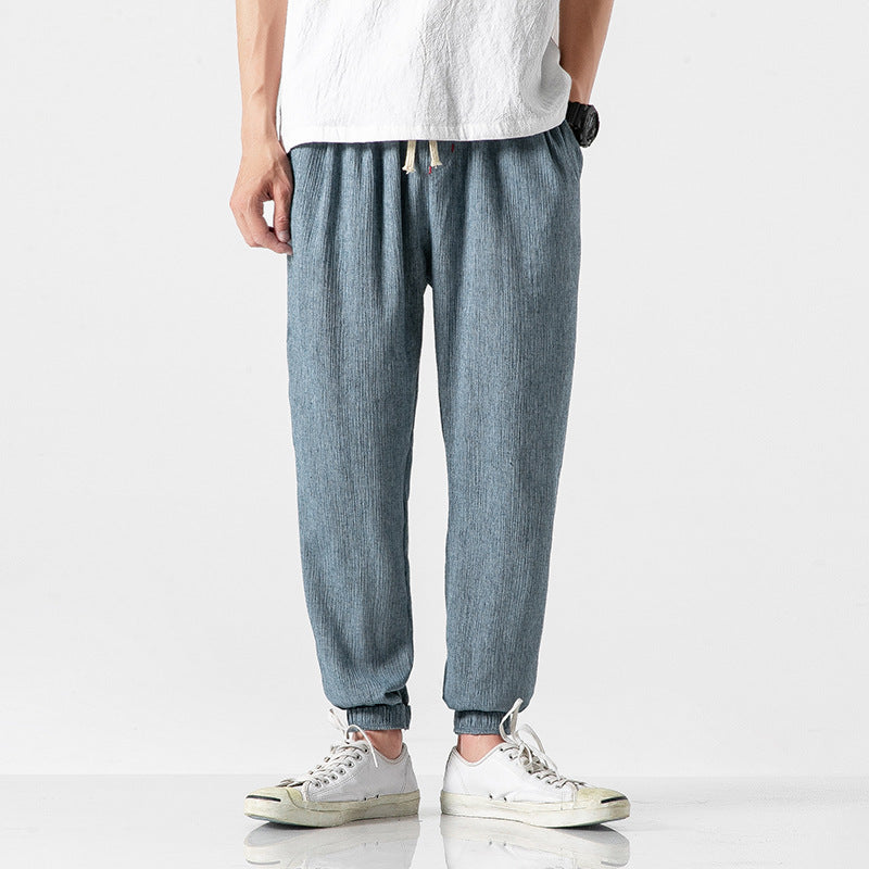 Cotton-linen tapered joggers