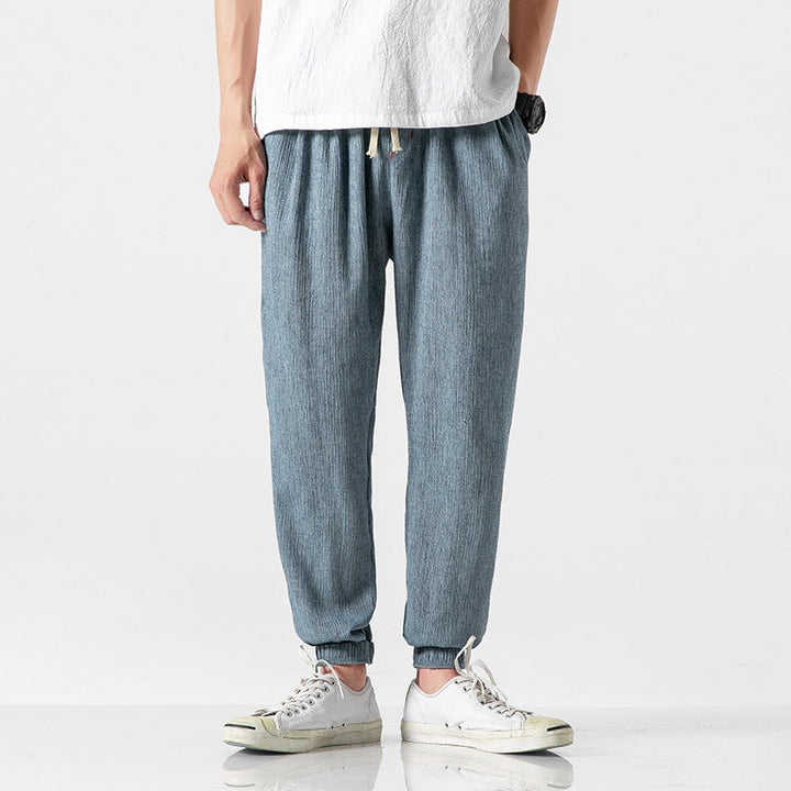 Cotton-linen tapered joggers