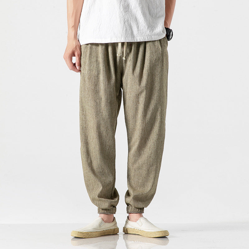 Cotton-linen tapered joggers