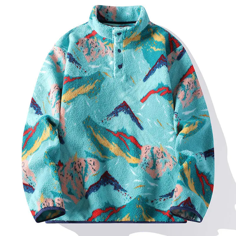 Abstract Peaks Fleece Jacket